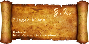 Zieger Klára névjegykártya
